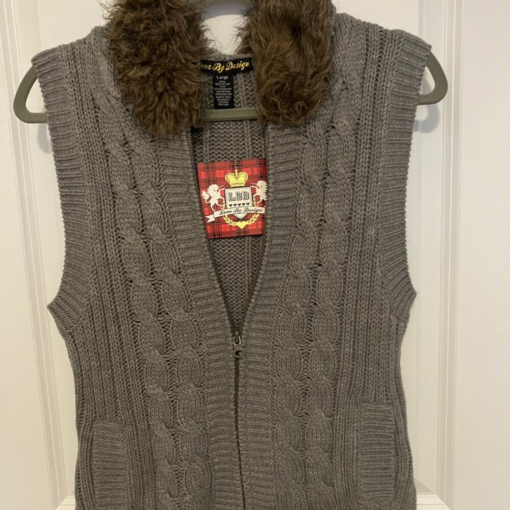 Womens' Fur Hoodie Sweater Vest